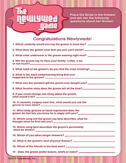Printable quot Newlywed Game quot Naughty Nice Bridal Shower Games