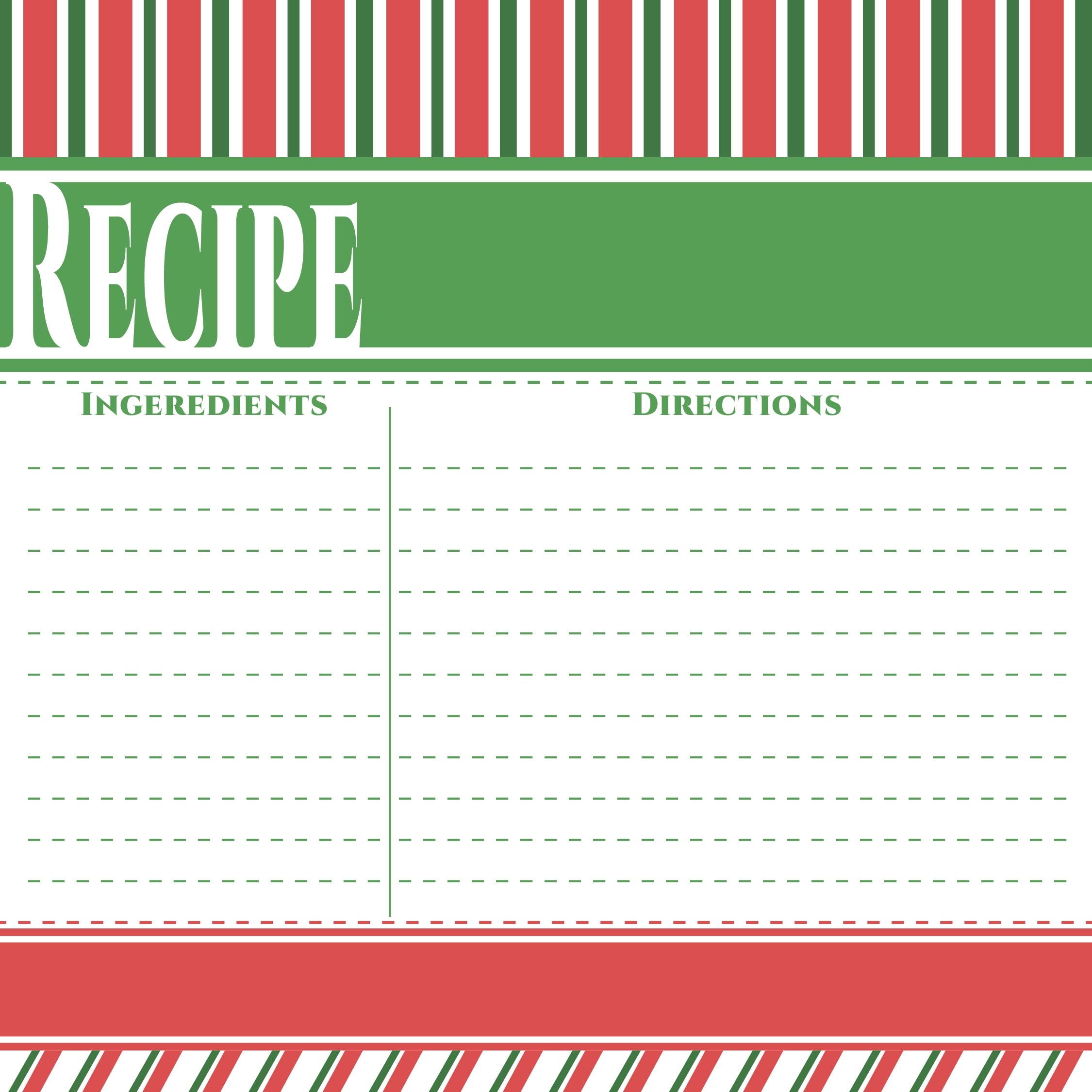 Printable Recipe Card Templates