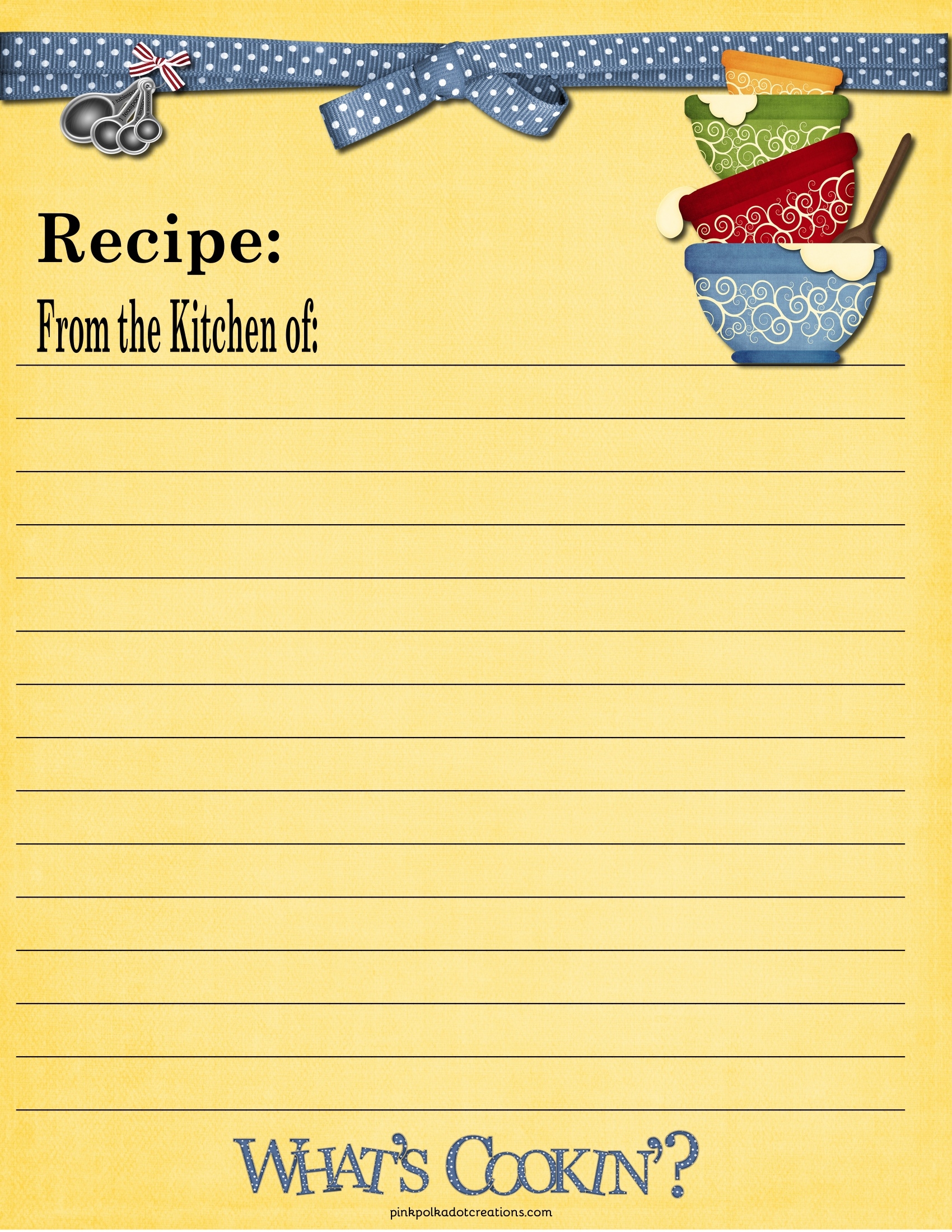 Printable Recipe Cards Template Free