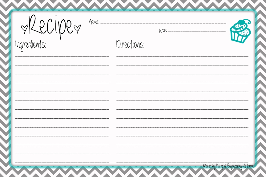 printable recipe cards free template
