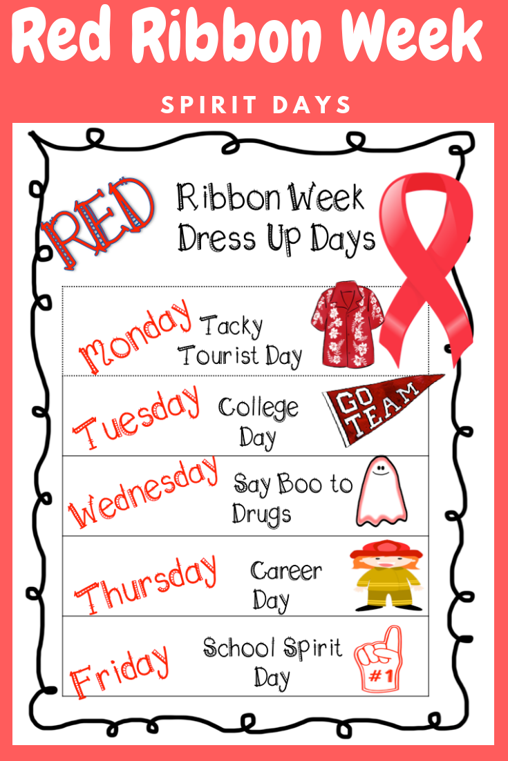 Printable Red Ribbon Week Activities Printable Calendars AT A GLANCE