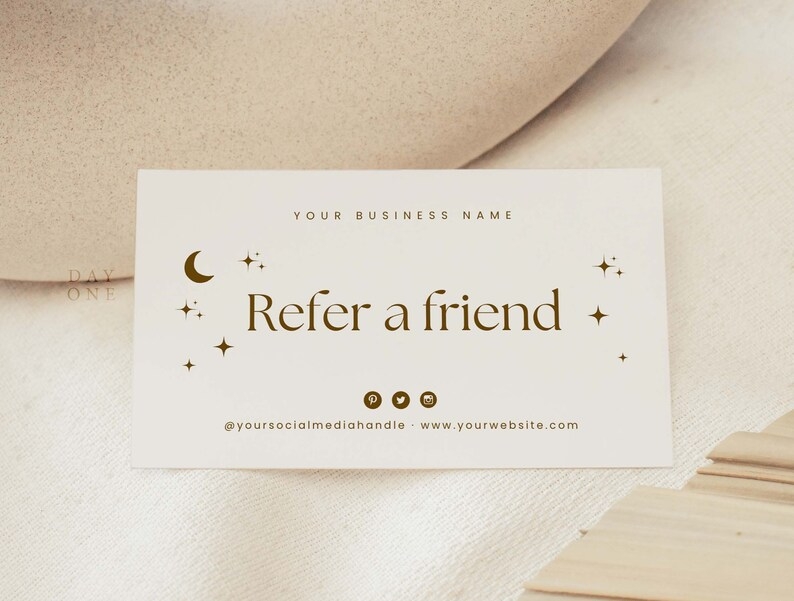 Printable Referral Card Template Editable Customer Loyalty Etsy
