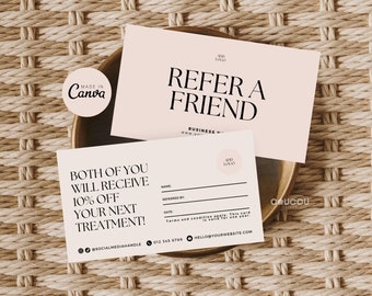 Printable Referral Card Template Editable Refer A Friend Card Salon 