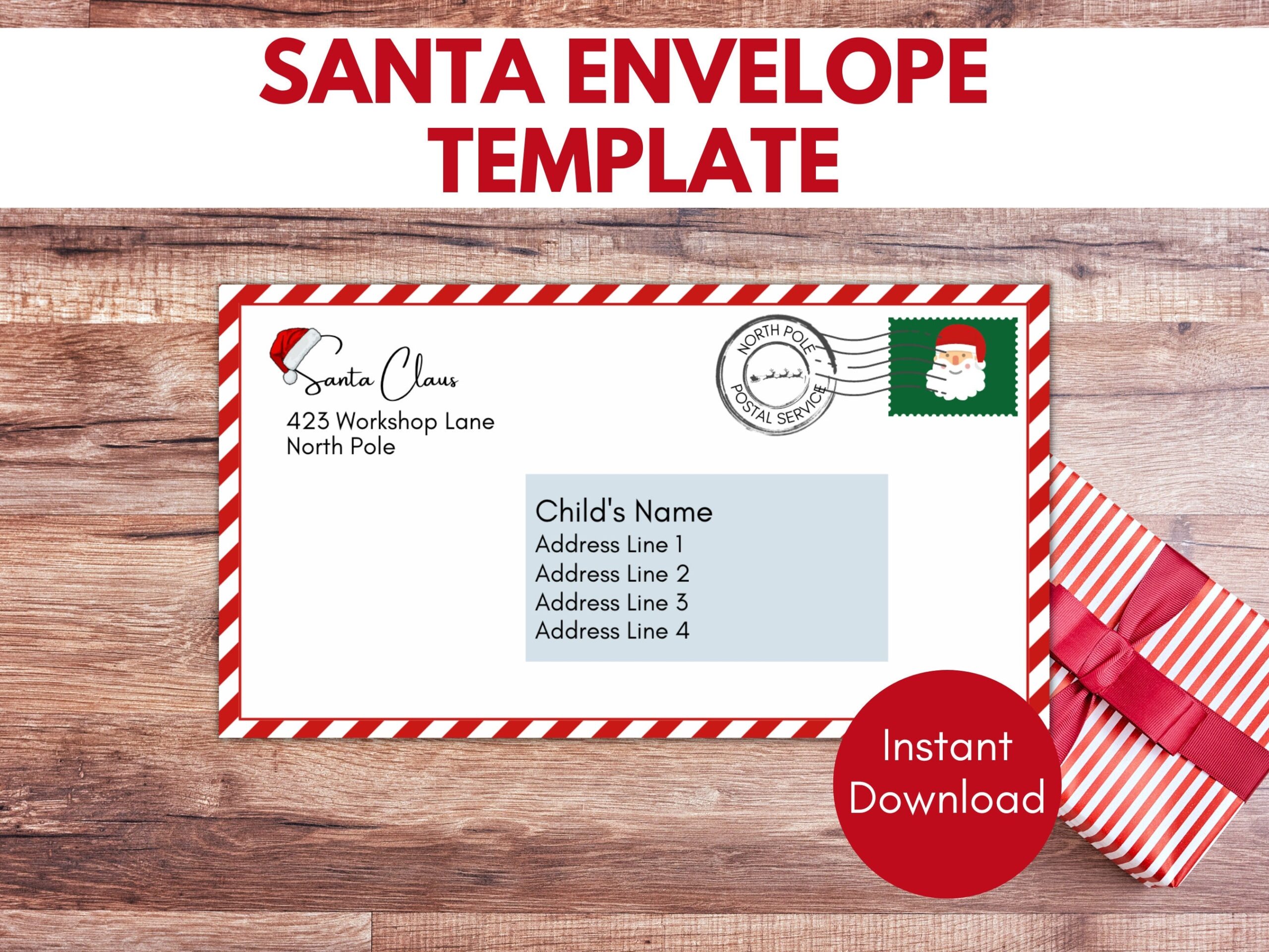 Printable Santa Claus Envelope Letter From Santa Envelope Santa 