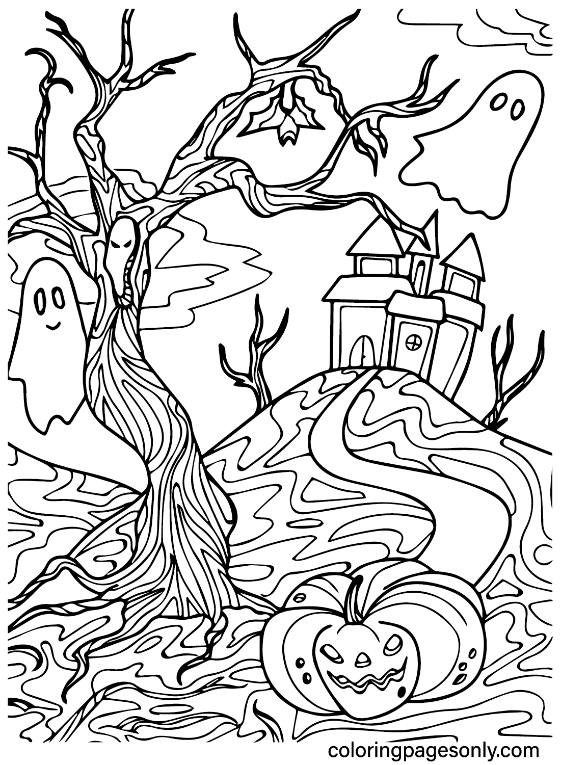 Printable Scary Halloween Coloring Page Free Printable Coloring Pages