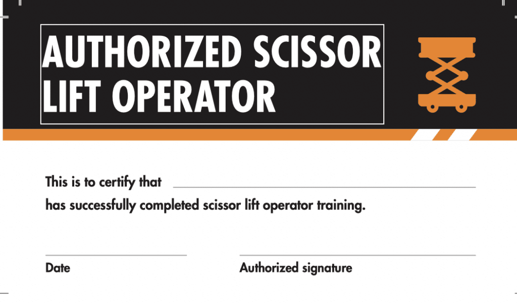 Printable Scissor Lift Certification Card Template Free Printable 