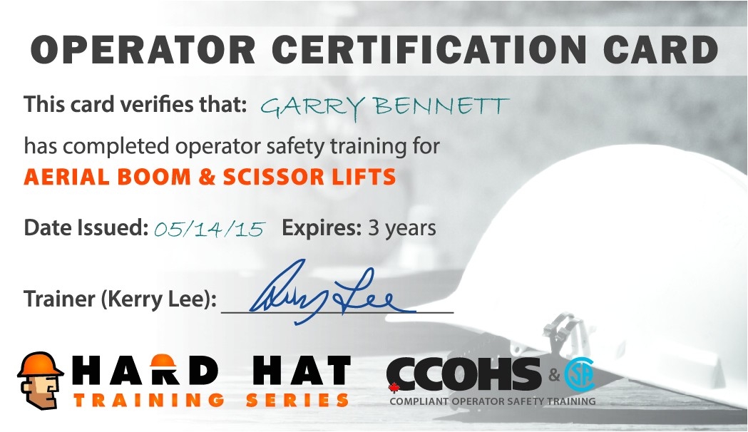 Printable Scissor Lift Certification Card Template Printable Templates