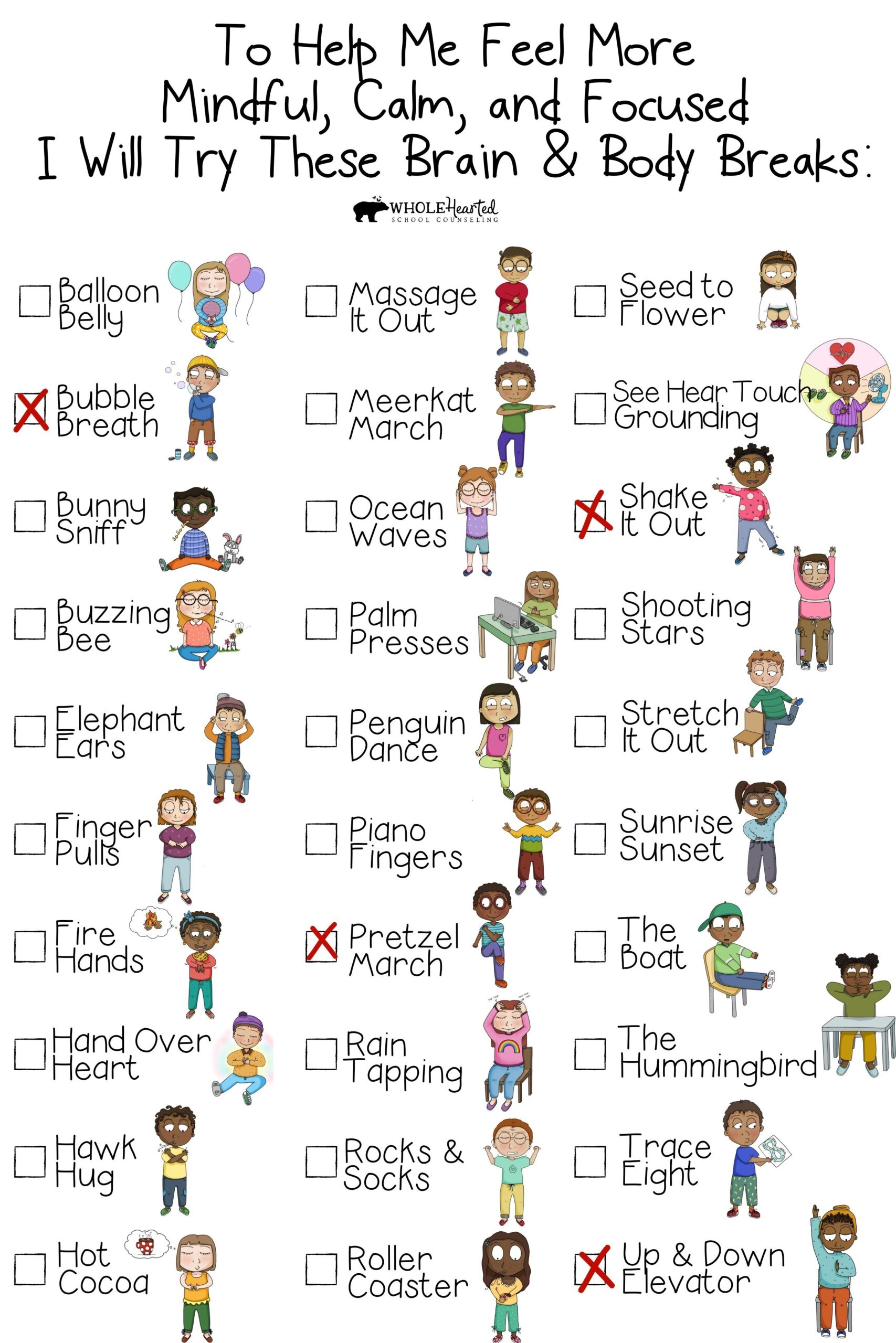 Printable Self Regulation Activities