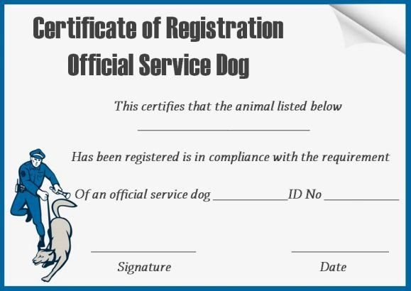 Printable Service Dog Id Card Template Free Download Linemopa