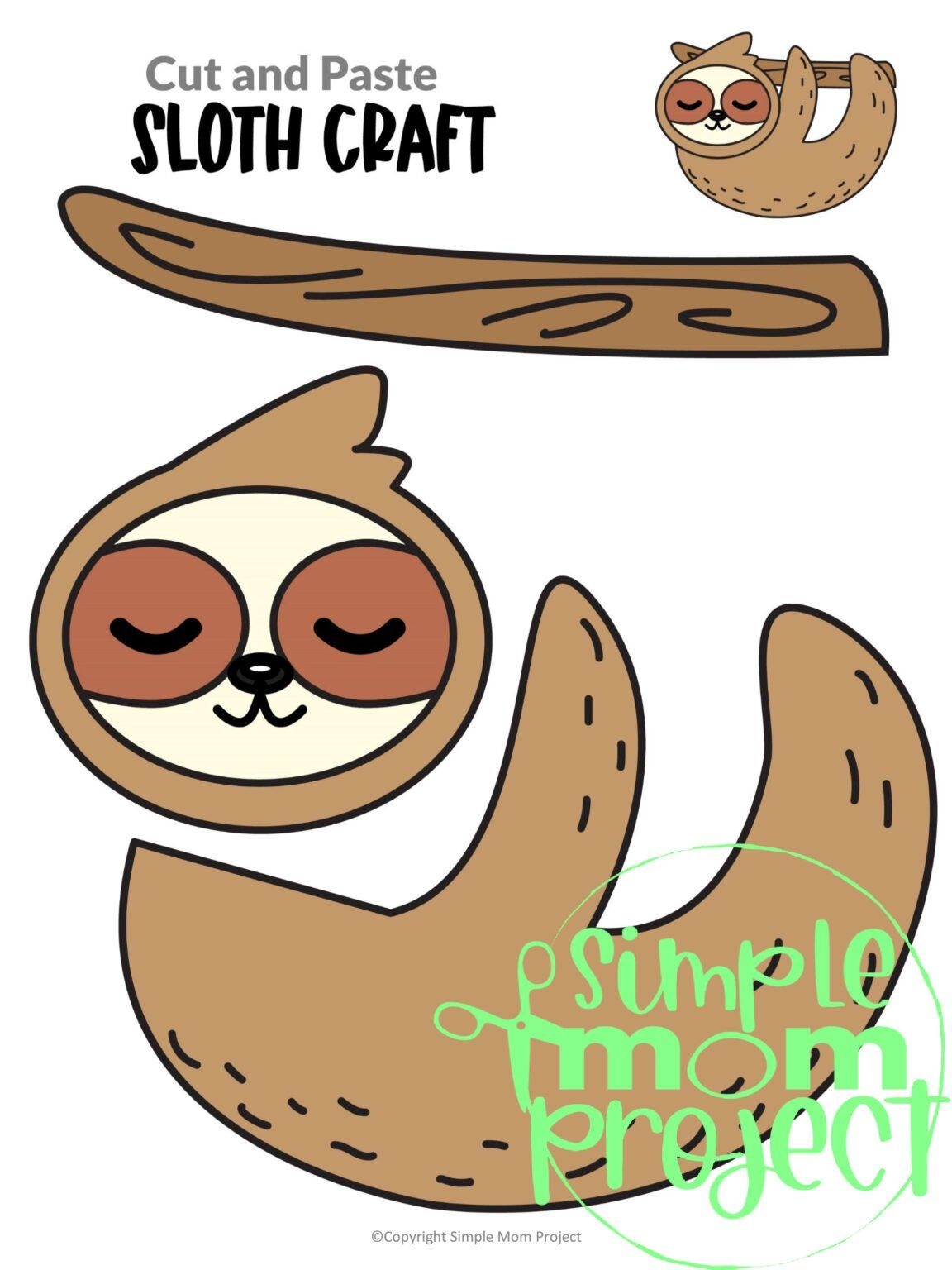 Printable Sloth Craft Template Artofit