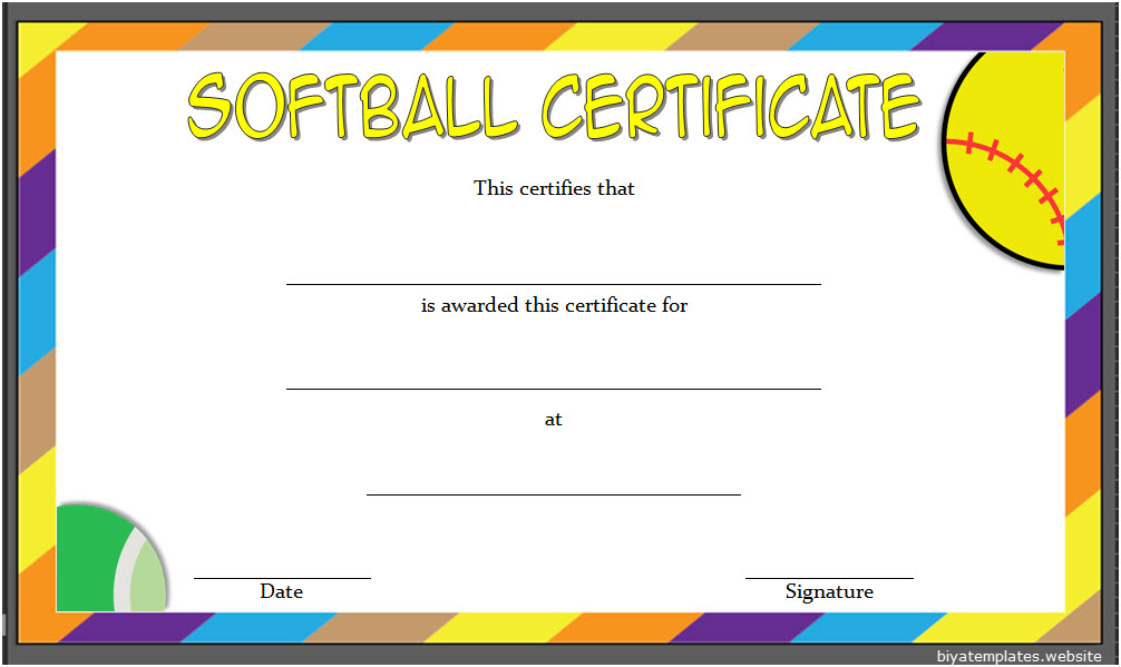 Printable Softball Certificate 2 Paddle Templates