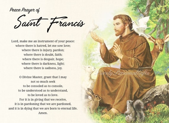 Printable St Francis Of Assisi Prayer Card Saint Francis Etsy