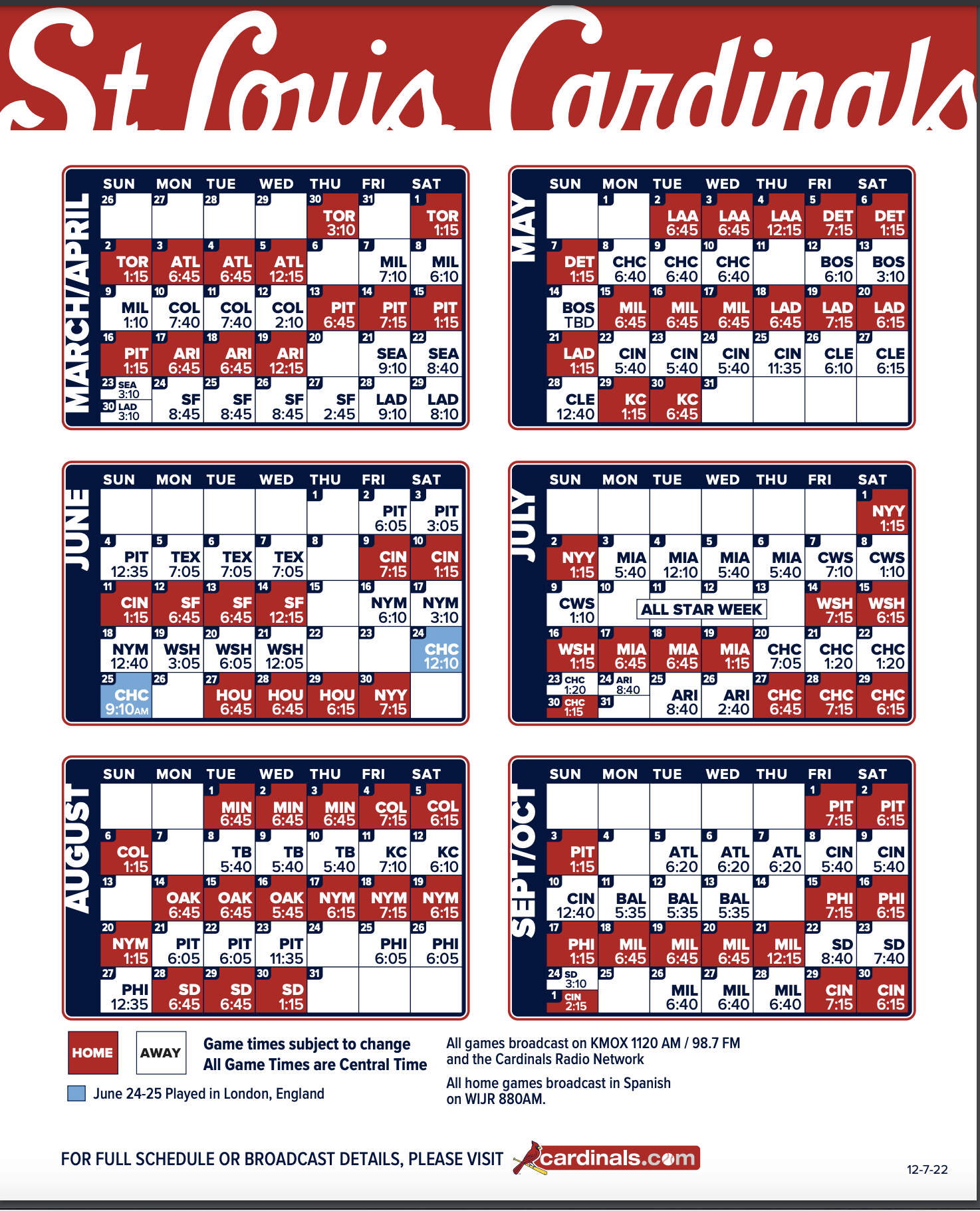 Printable St Louis Cardinals 2025 Schedule Malthe L Schmidt