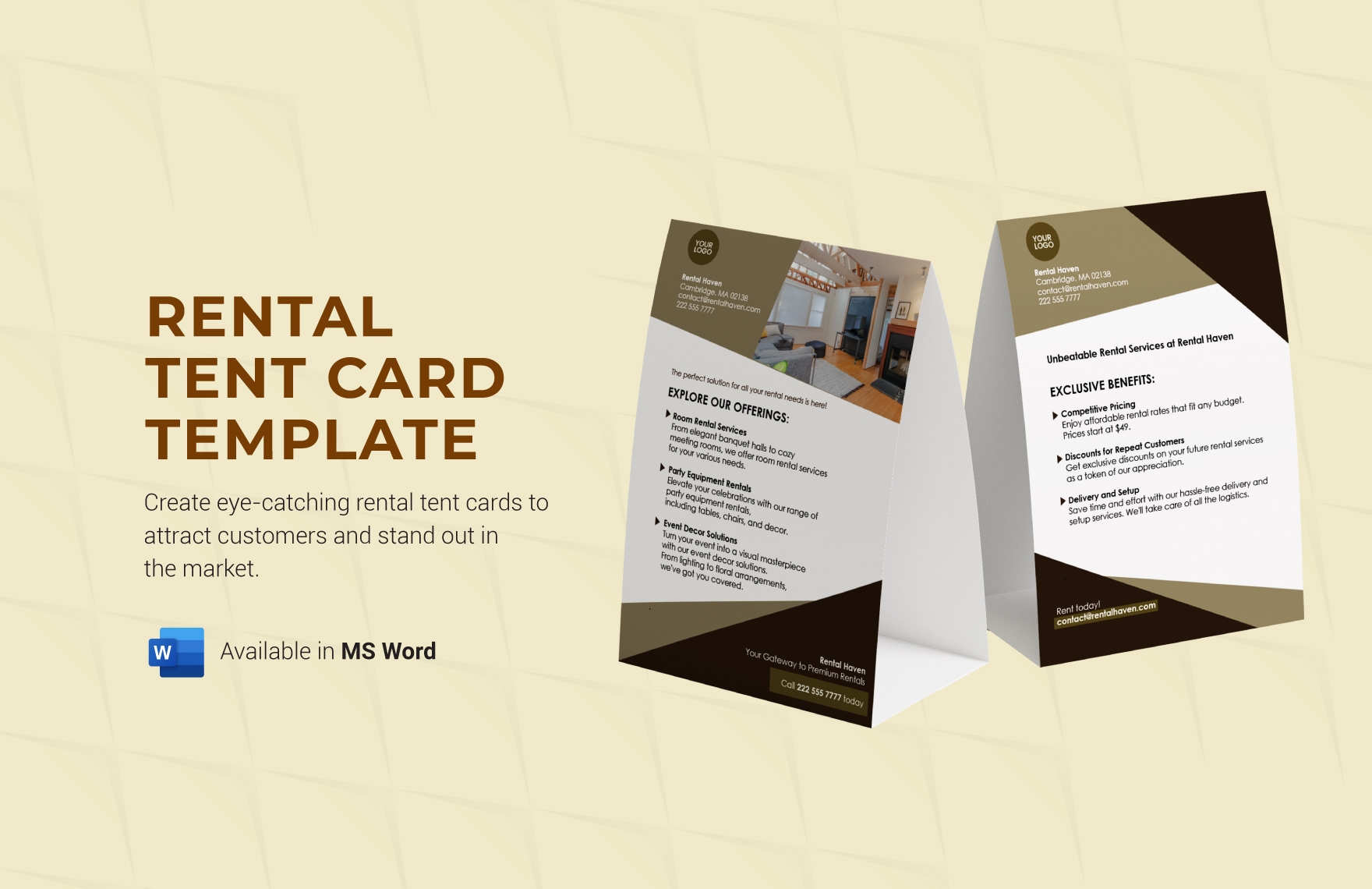 Printable Tent Card Template In Word PDF Download Template