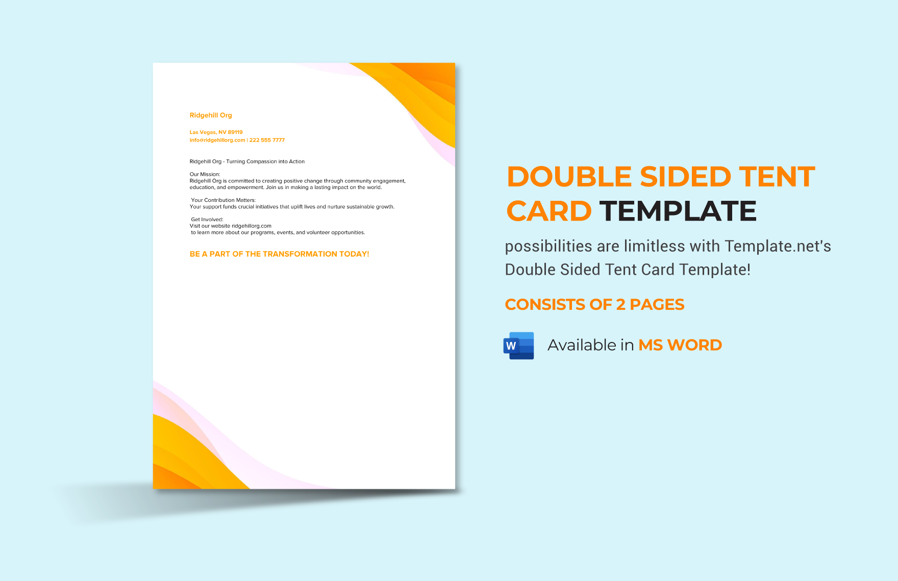 Printable Tent Card Template In Word PDF Download Template