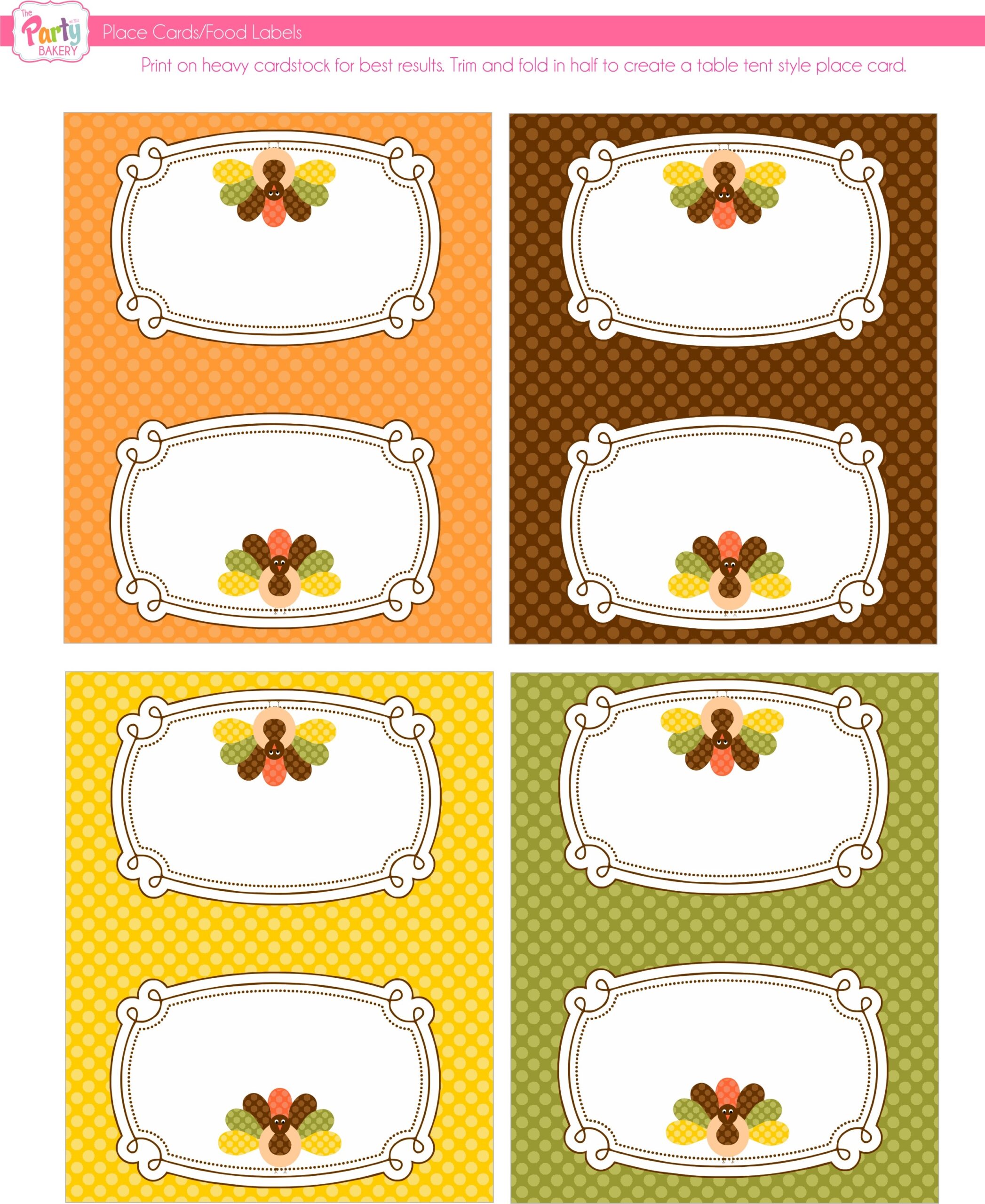 Printable Thanksgiving Place Cards Template Printable Word Searches