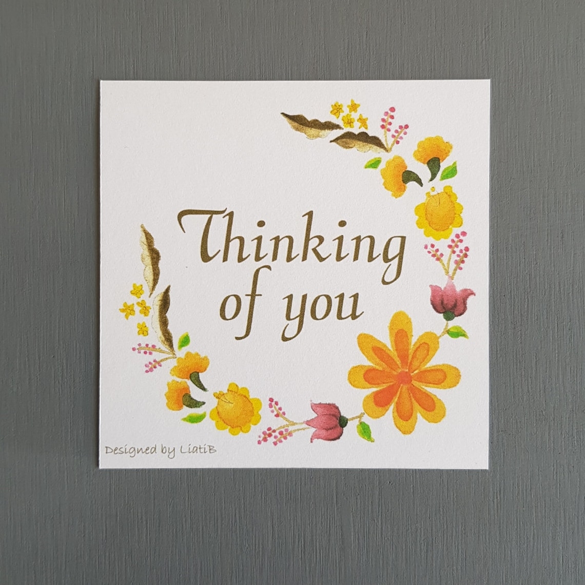 Printable Thinking Of You Greeting Card With Colorful Hungarian Flowers 