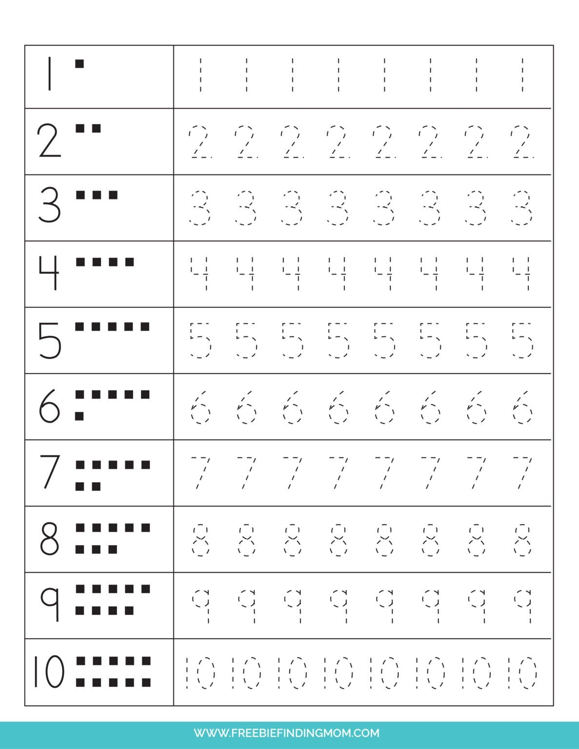 Printable Tracing Numbers Worksheets 1 To 20