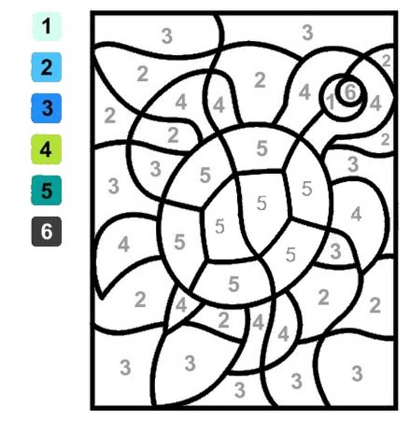 Printable Turtle Color By Number Download Print Now 