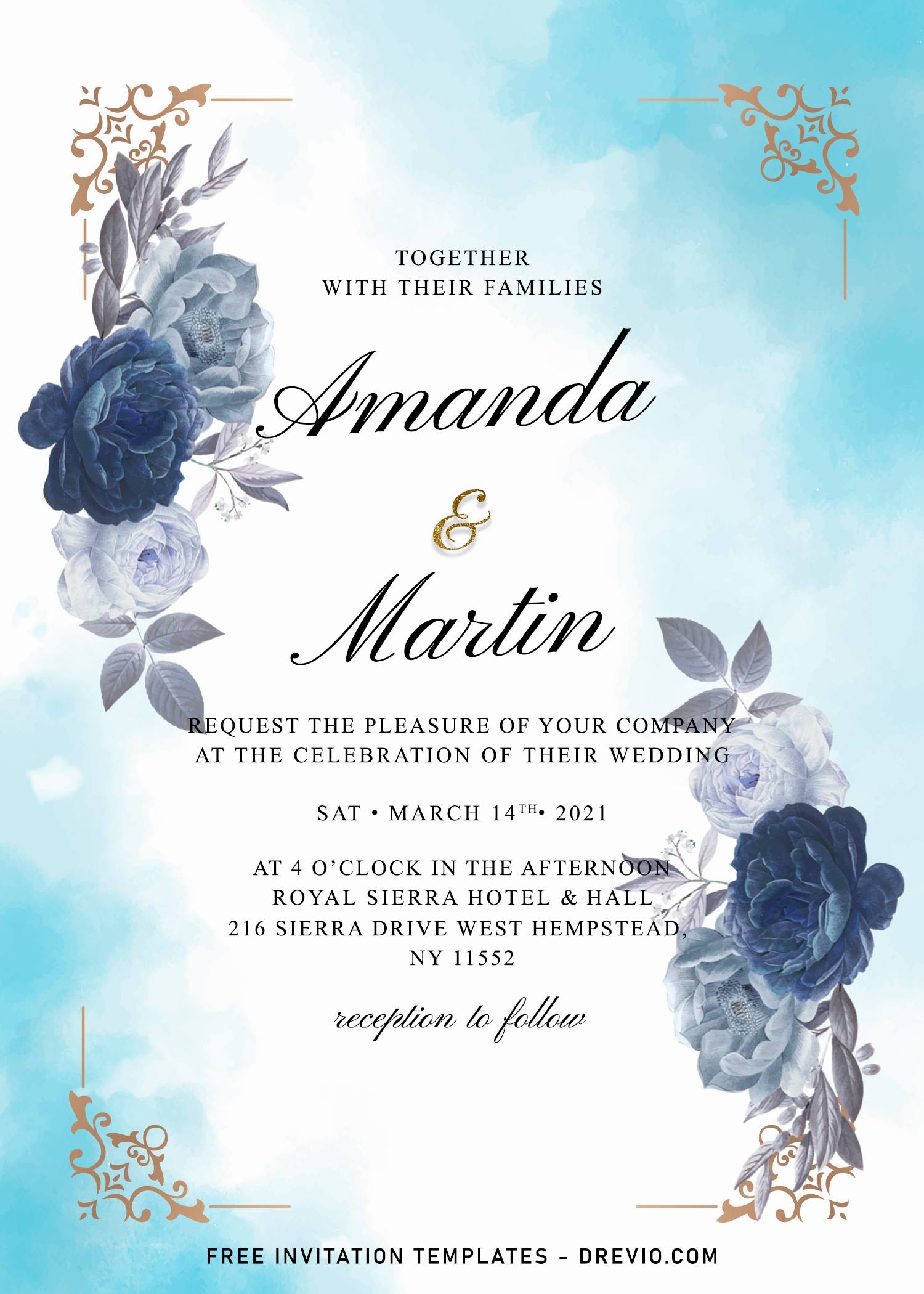 Printable Wedding Invitation Paper Dress Invitation a7 Customize 