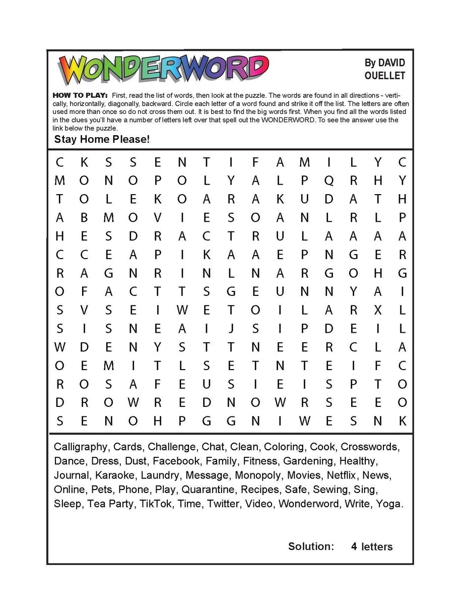 Printable Wonderword Today s Puzzle Printable JD