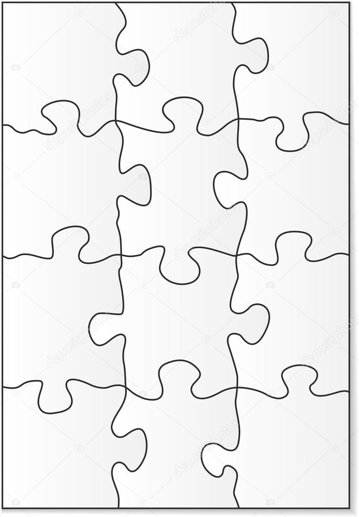 Puzzle Template 12 Pieces 12 Piece Puzzle Template Stock Vector 