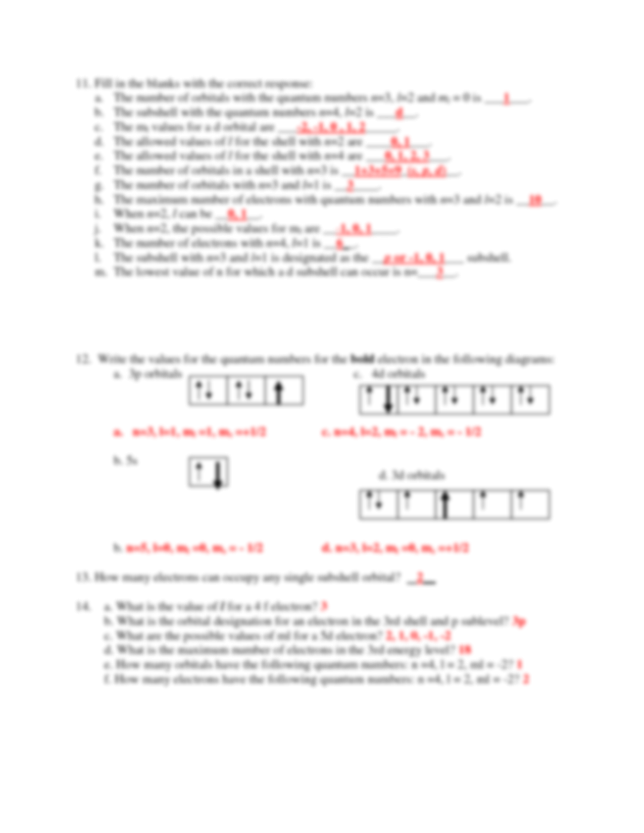 Quantum Numbers And Electron Configuration Worksheet Worksheets Library
