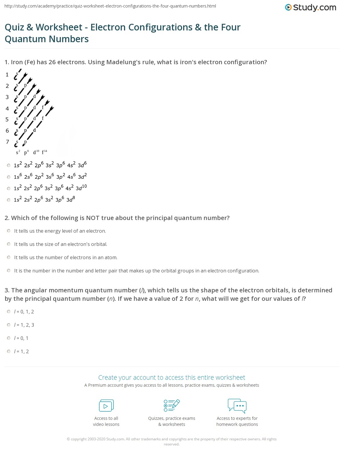Quantum Numbers Worksheet Answers E streetlight