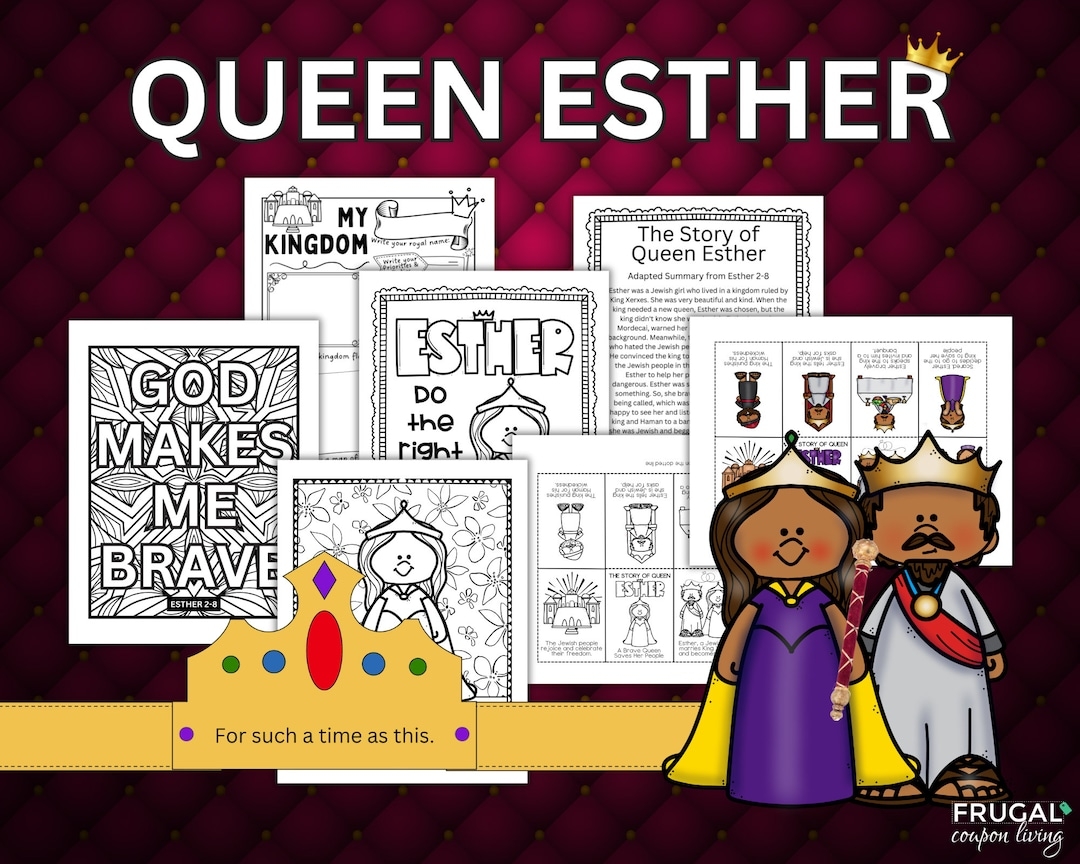 Queen Esther Activity Sheets Bible Story Queen Esther Crafts For Kids 