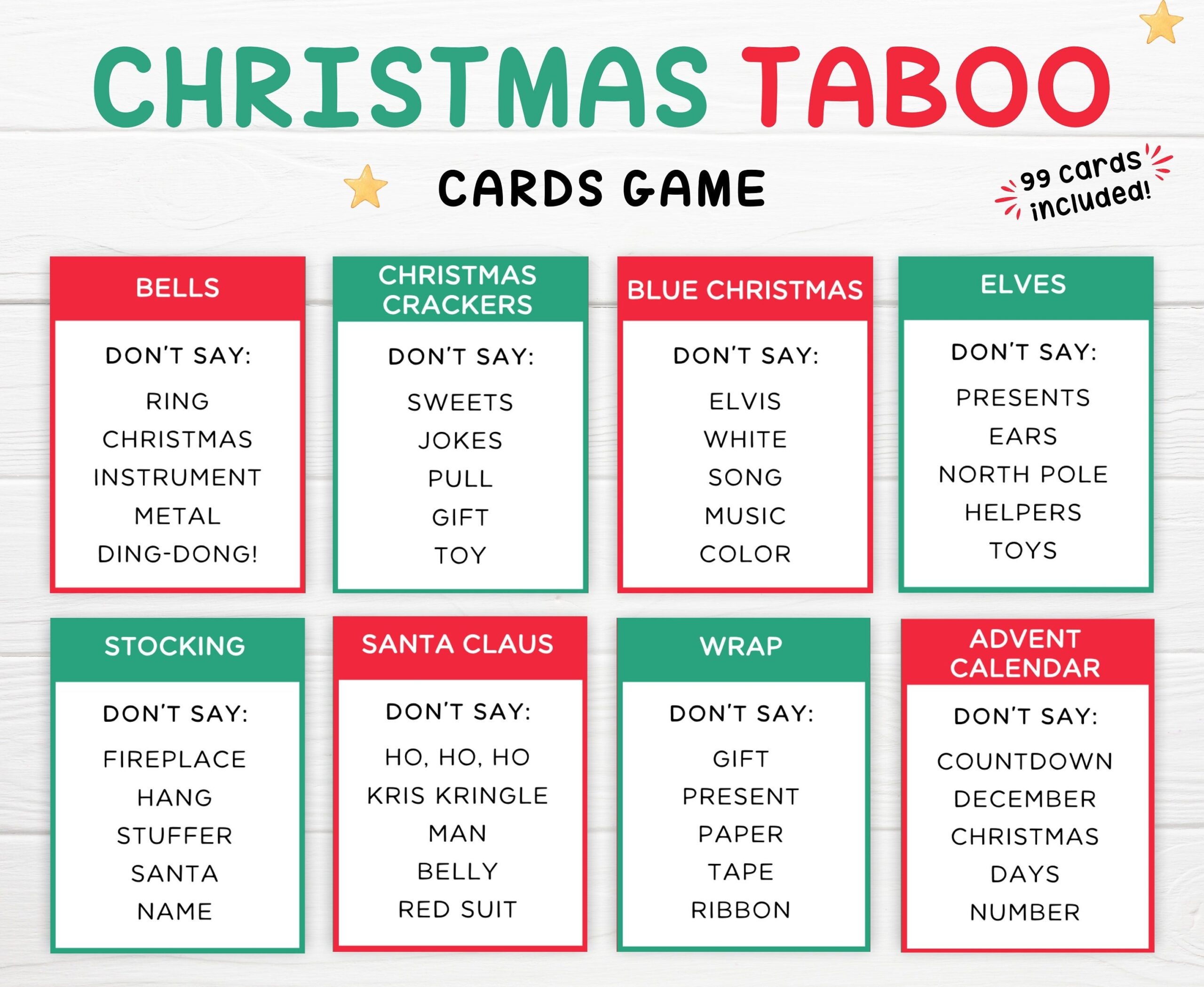 quot DIGITAL DOWNLOAD CHRISTMAS TABOO GAME This Fun Christmas Taboo