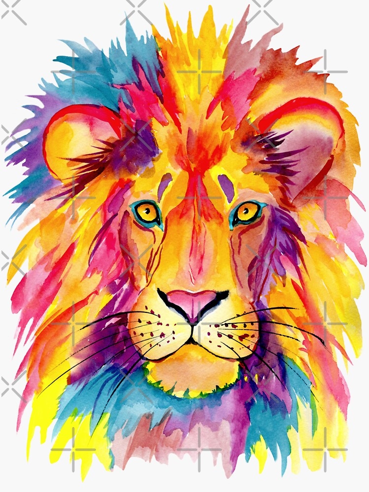  quot Multi Color Lion Painting quot Sticker For Sale By Manosc Redbubble