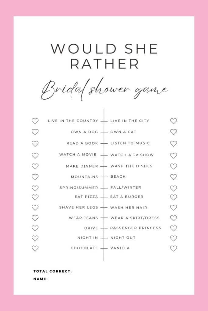 free printable bridal shower game would she rather