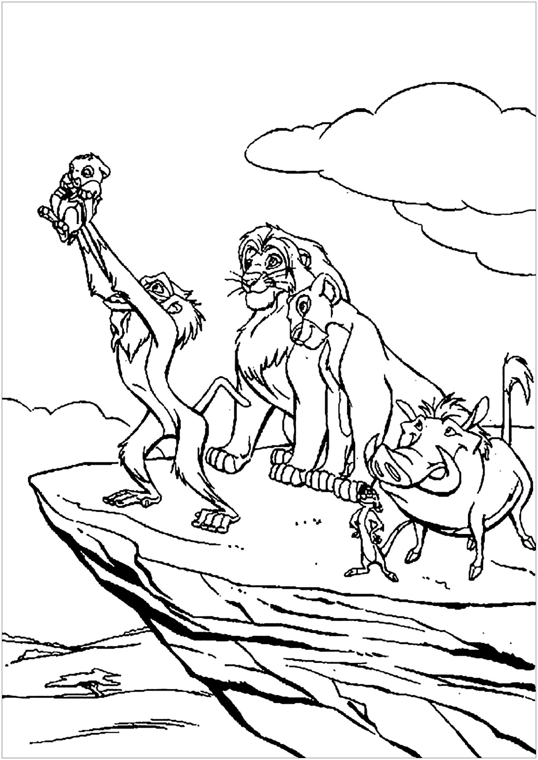 Rafiki Baptizes Simba The Lion King Coloring Pages