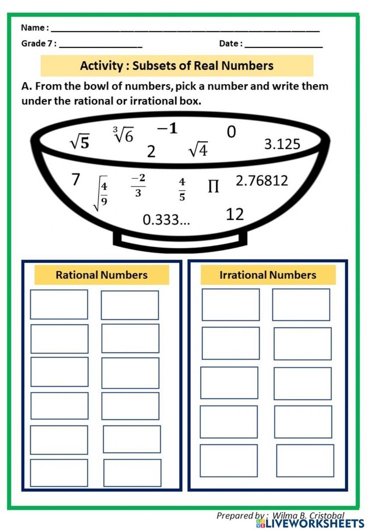 Rational Irrational Numbers Worksheet Rational Numbers Number 