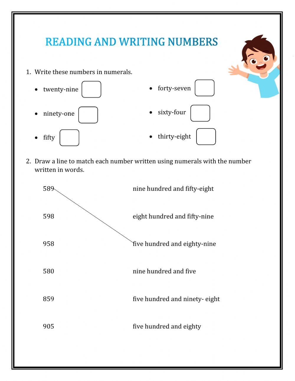 Reading And Writing Numbers Activity Live Worksheets Worksheets Library