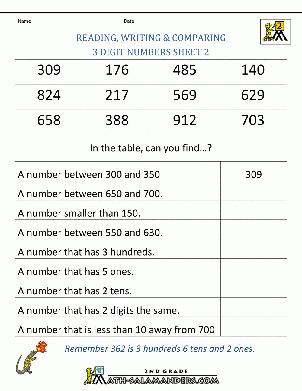 Reading And Writing Numbers Worksheet Grade 2 Writing Worksheets