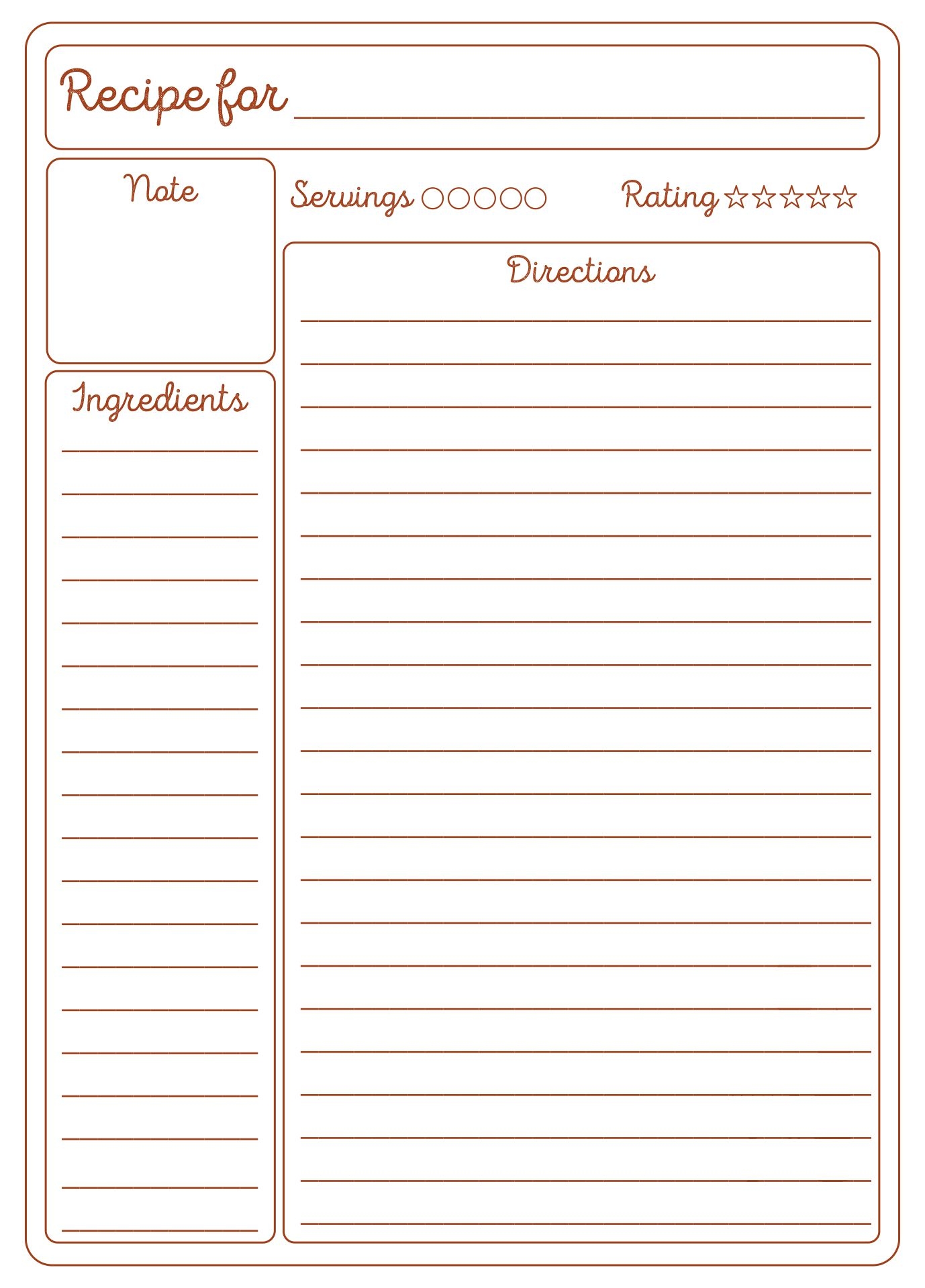 Recipe Card Template Printable