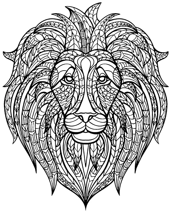 Relaxing Coloring Page Lion Mandala