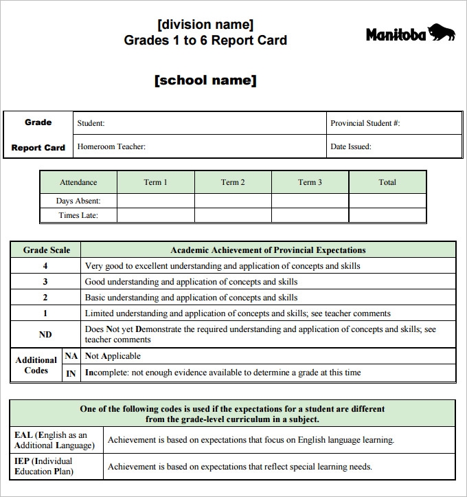 Report Card Template 28 Free Word Excel PDF Documents Download