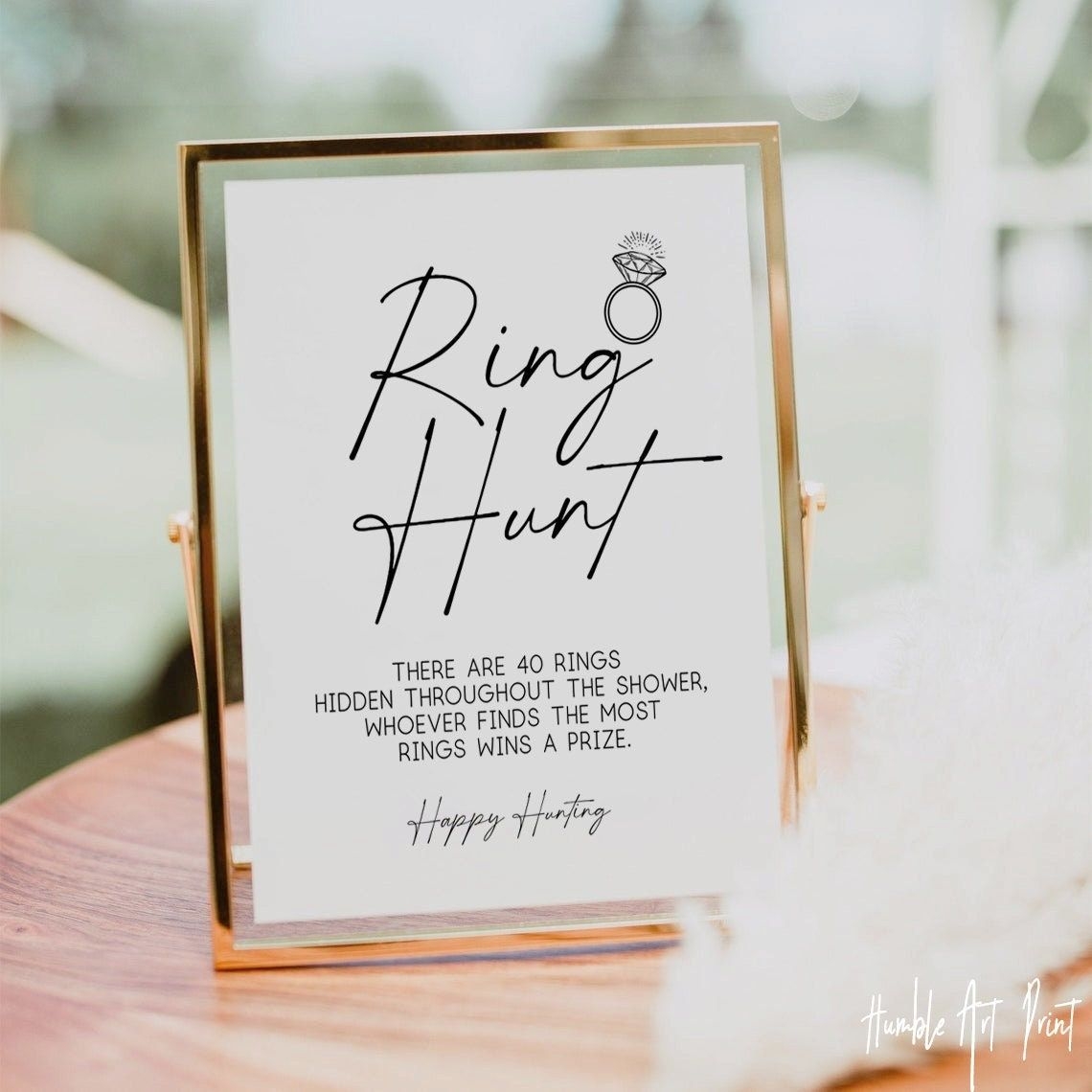 Ring Hunt Game Sign Modern Bridal Shower Game Minimalist Ring Game