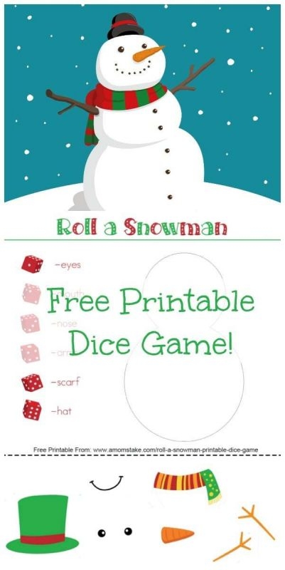 Roll A Snowman Printable Dice Game A Mom 39 s Take