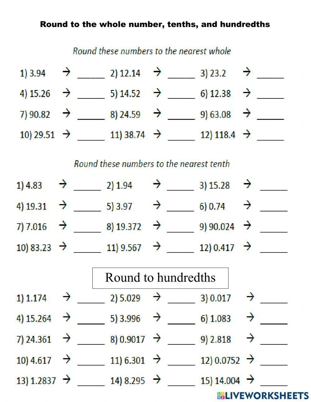 rounding numbers worksheets pdf
