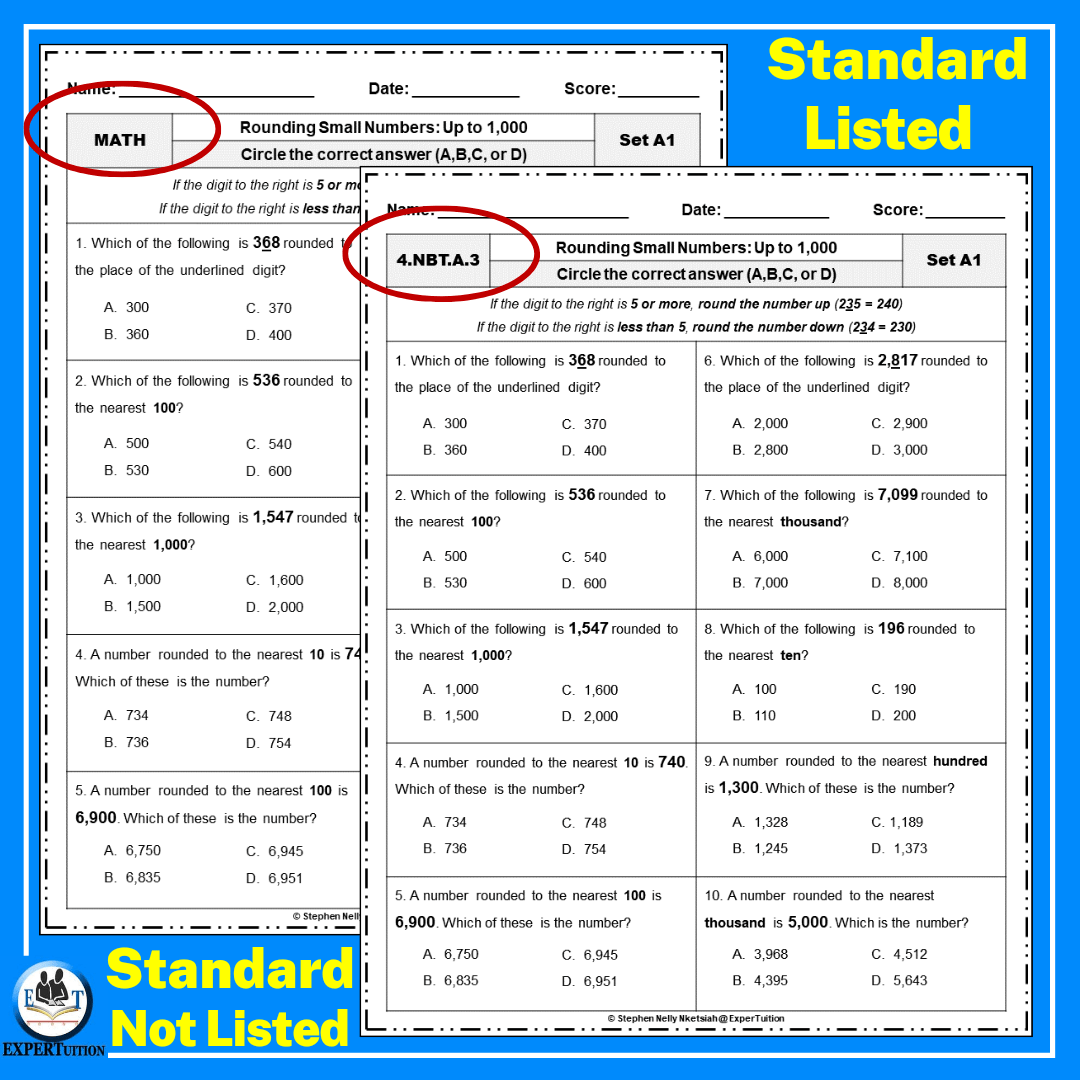 Rounding Whole Numbers Worksheets 4th Grade ExperTuition Worksheets 
