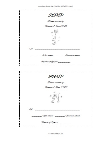 Rsvp Card Template Free Printable Allfreeprintable In Free 