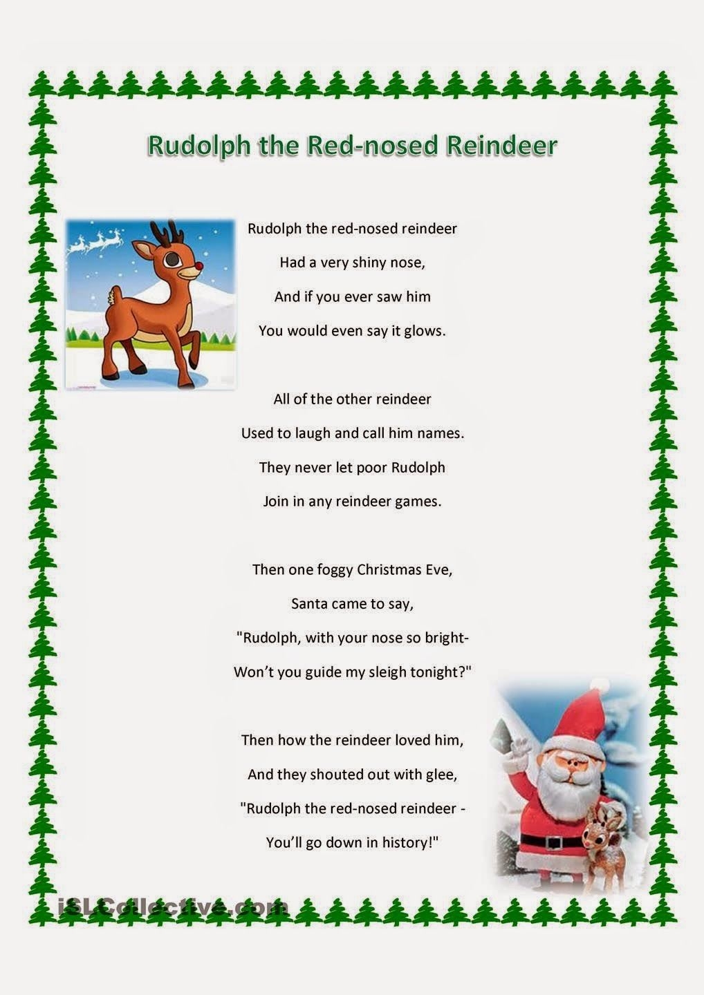 Rudolph Red Nosed Reindeer Lyrics Printable Dev onallcylinders