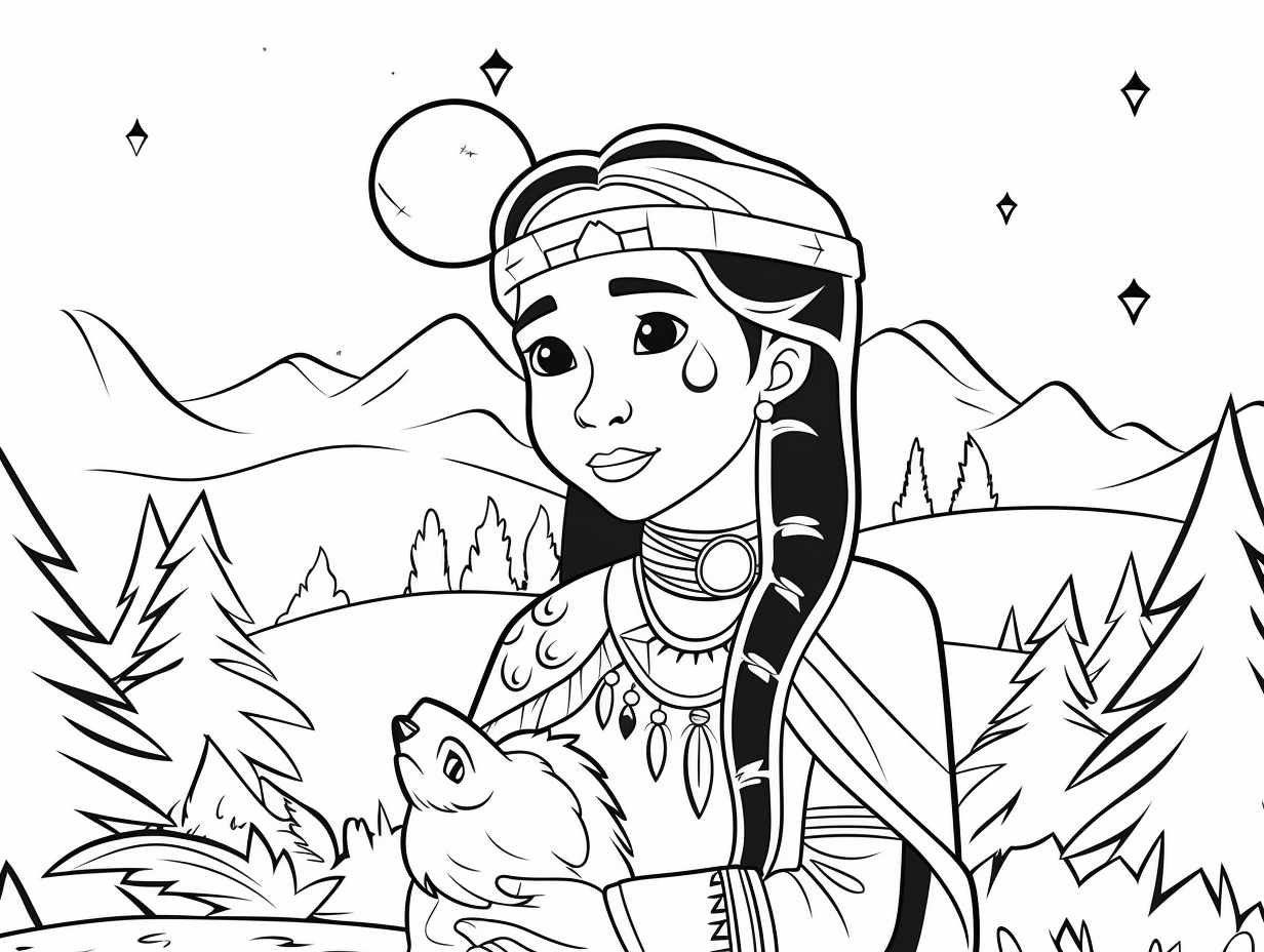 Sacagawea Printable Portrait Coloring Page