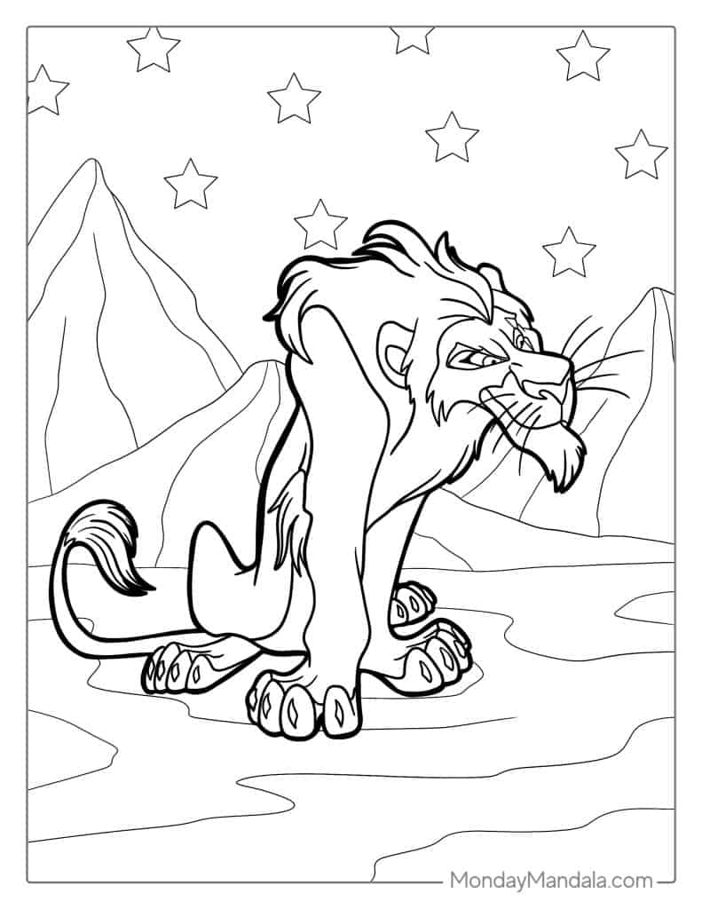 Scar Lion King Coloring Pages Coloring Nation