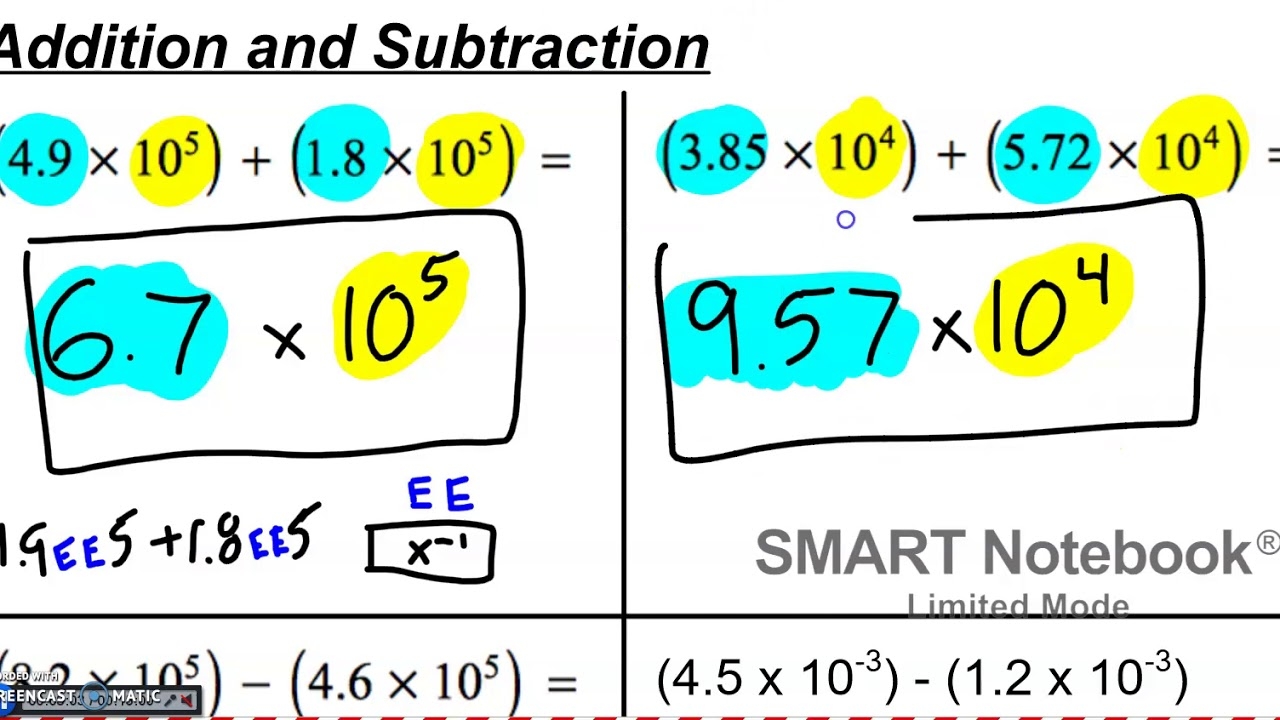 Scientific Notation Add Subtract Worksheet