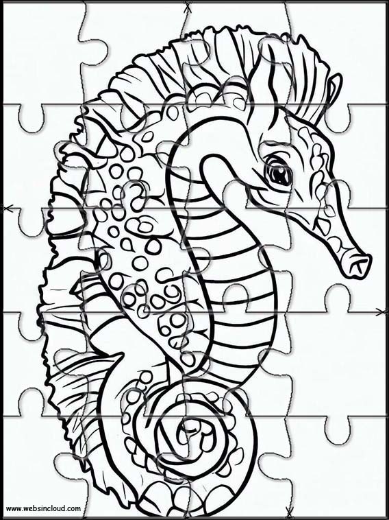 Seahorses Animals Printable Puzzles 1