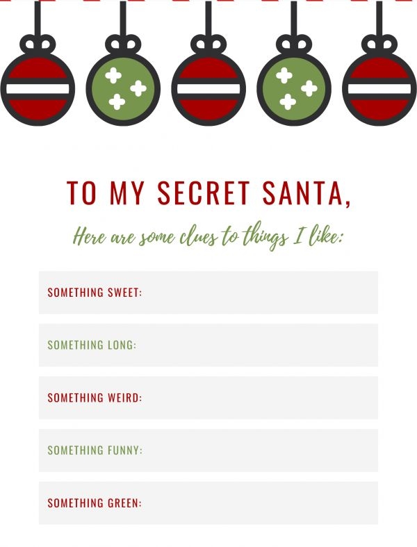 Secret Santa Christmas Wishes Christmas List Template Santa Wish List
